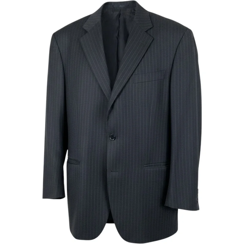 Brooks Brothers Mens 46L Navy Pinstripe 100% Wool 2-Button Blazer Sport Coat EUC